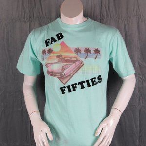 Vintage Graphic T-shirt - Fab Fifites Felt Lettering - Men's Large